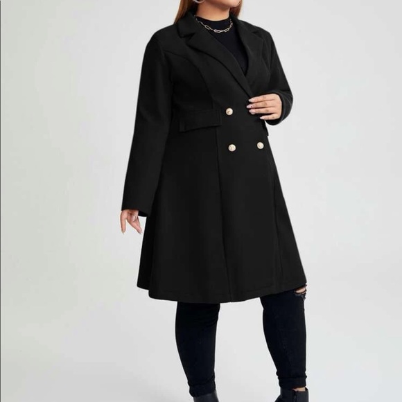 Classic Black Button up Long Jacket Coat - Picture 14 of 16
